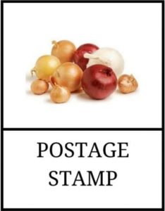 The "onion" stamp created and tweeted by the Postal Service.