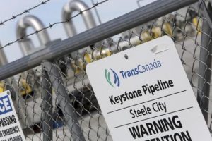 A TransCanada Keystone Pipeline pump station operates outside Steele City, Nebraska