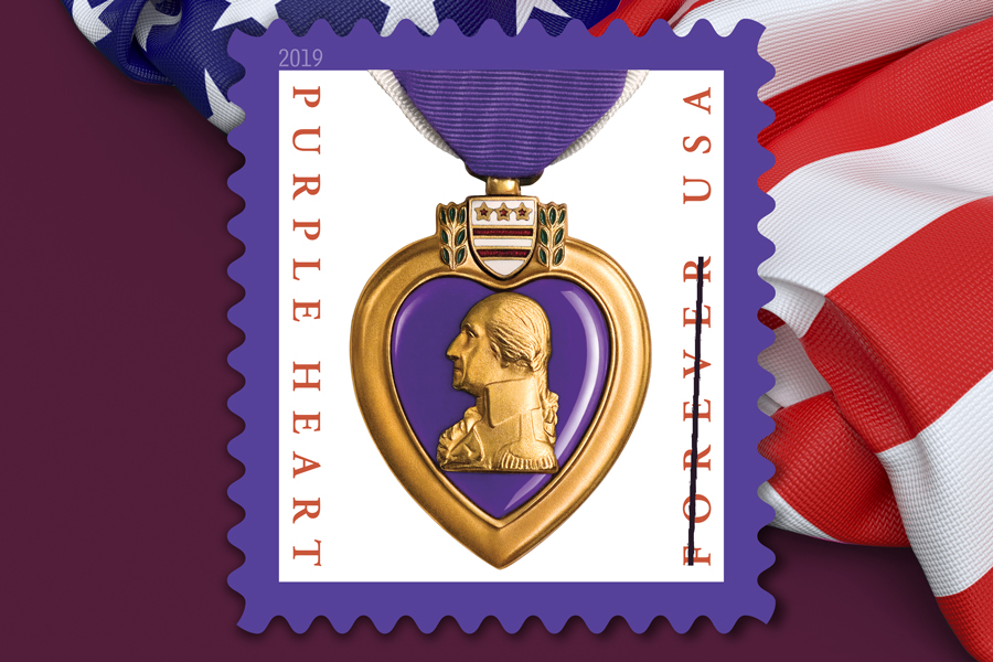 Purple Heart Medal stamps honor the bravery and sacrifice of military  servicemen and women
