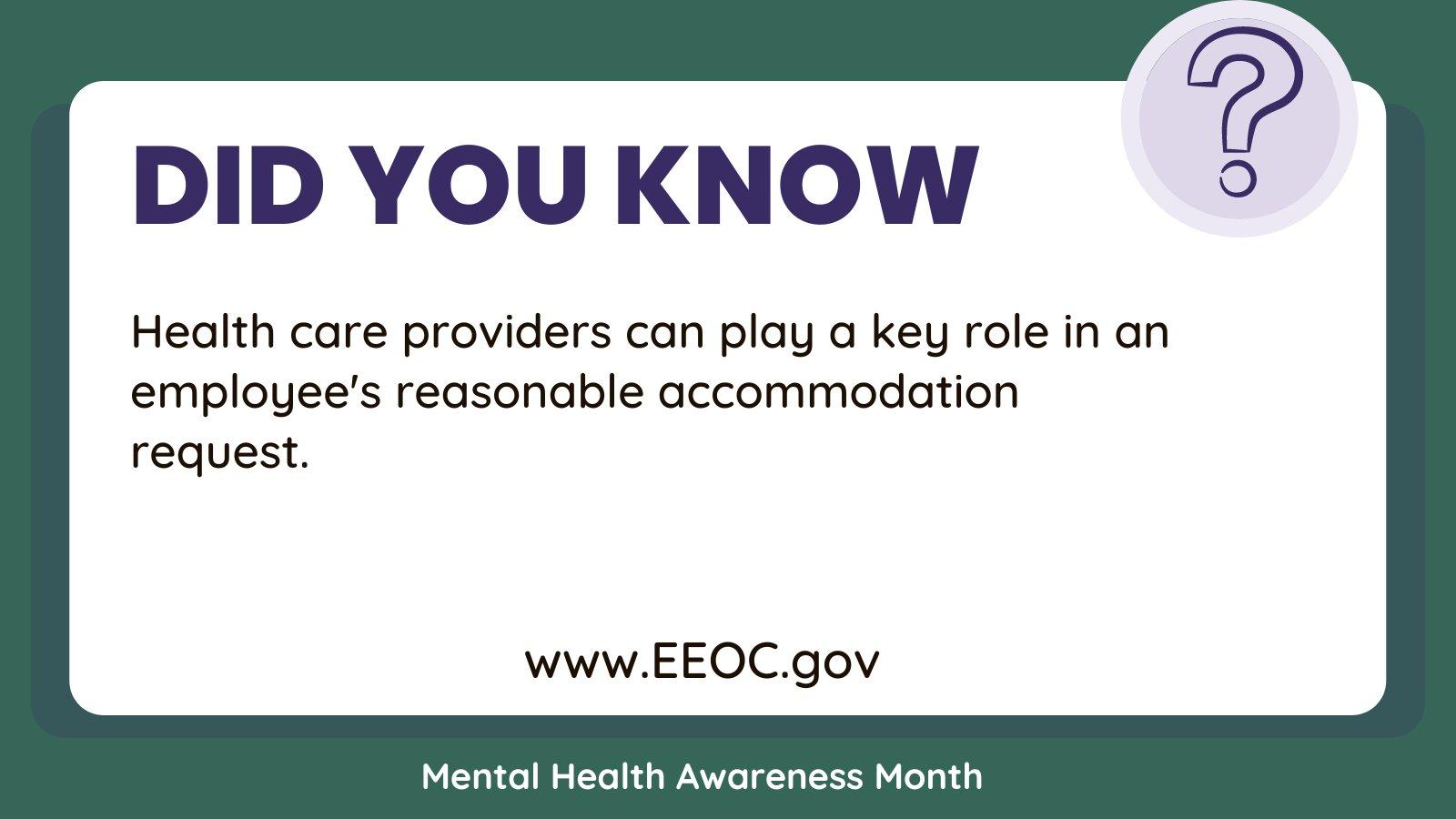 Mental Health Provider\'s Role in Requests for a Reasonable Accommodation at Work