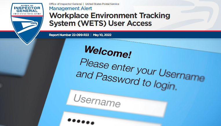 USPS OIG Management Alert: Workplace Environment Tracking System User Access